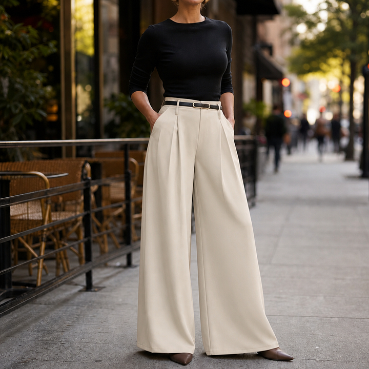 Lunetta – High-Waisted Pleated Wide-Leg Trousers