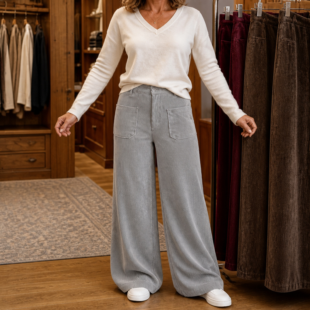 Lunetta Pants – High-Waisted Stretch-Waist Wide-Leg Trousers