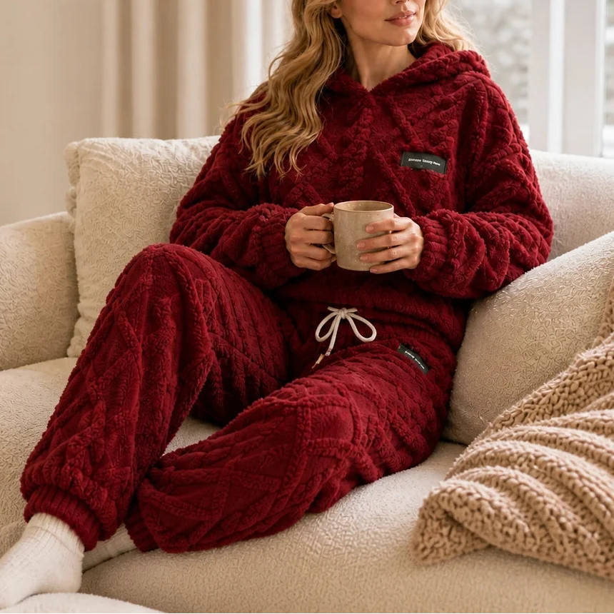 Emberelle – Embossed Plush Tracksuit Set