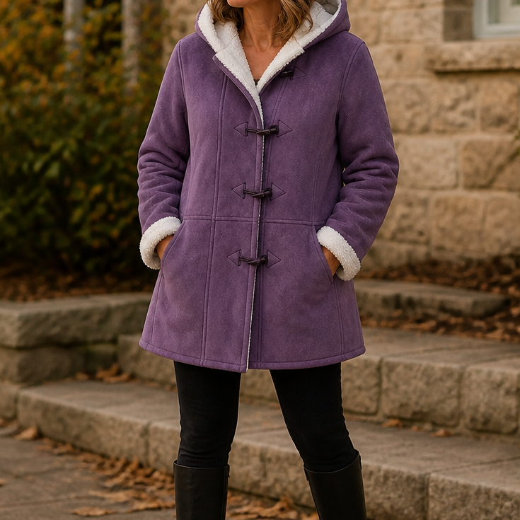 Plushbelle – Faux Shearling Hooded Winter Coat