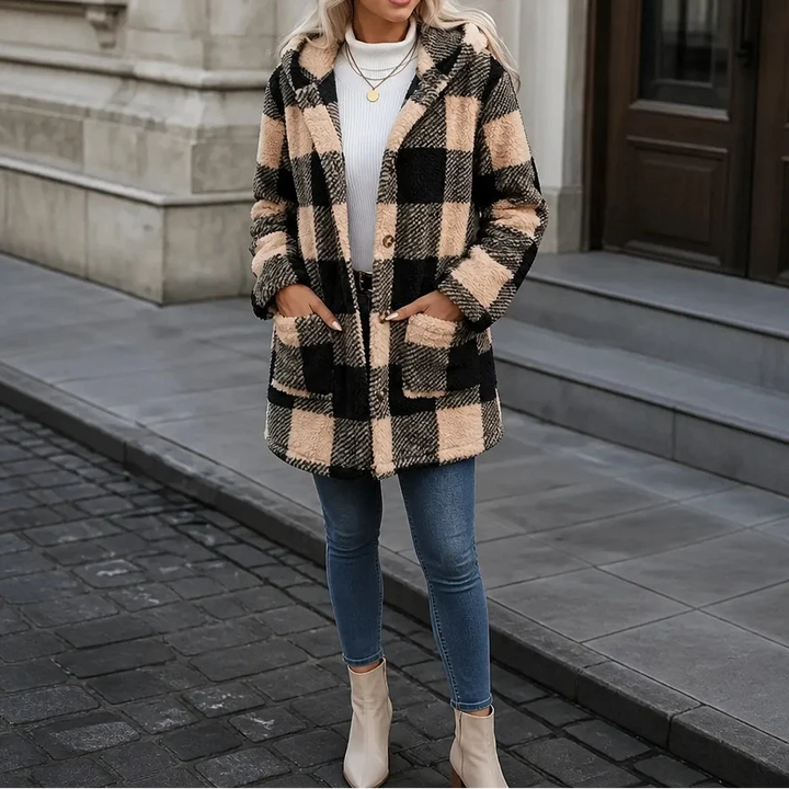PlaidHaven – Buffalo Plaid Hooded Fleece Coat