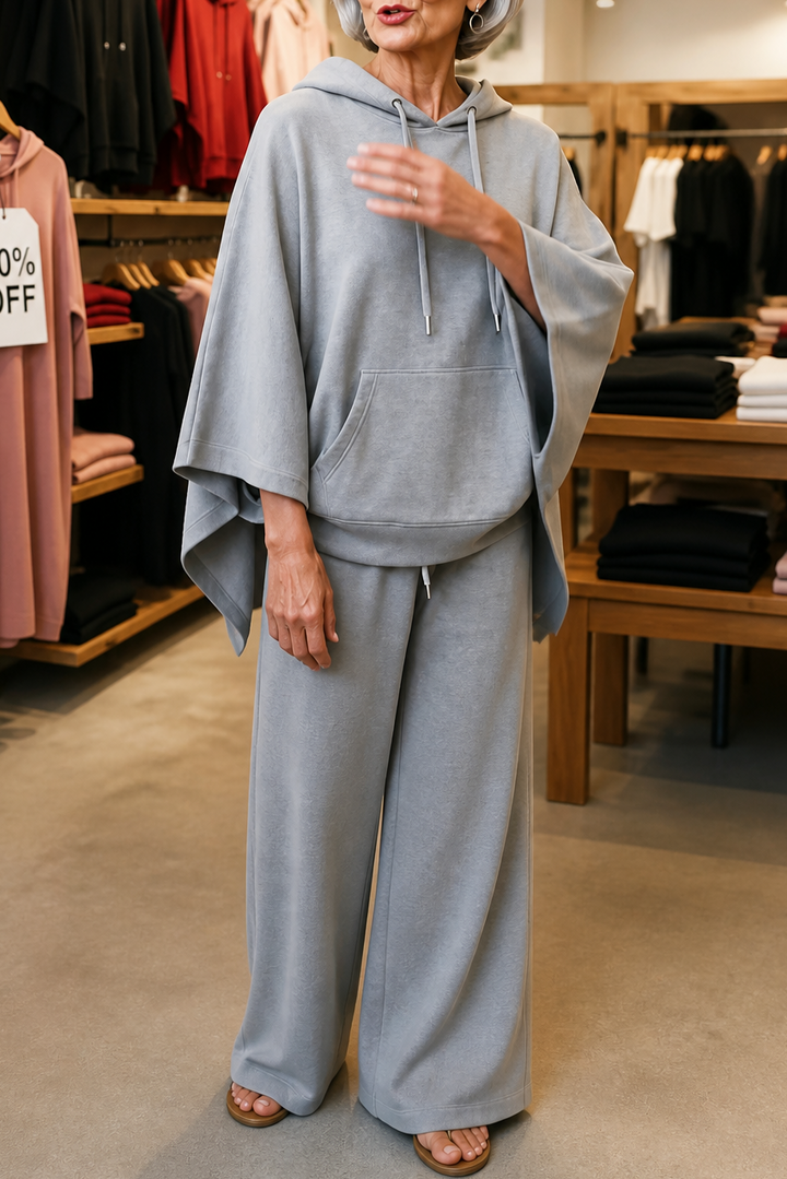 Wearbella – Hooded Cape And Wide-Leg Trouser Set