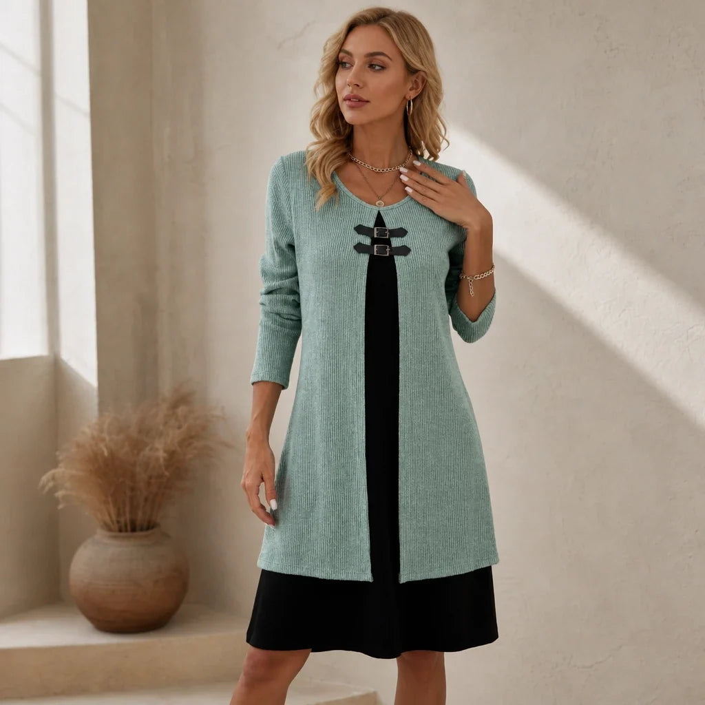 Layerelle – Color-Block Faux-Layered Knit Dress