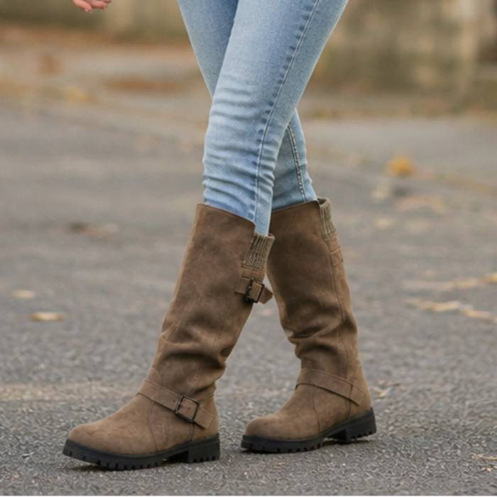 Slouchelle – Ribbed Cuff Slouch Mid-Calf Boots