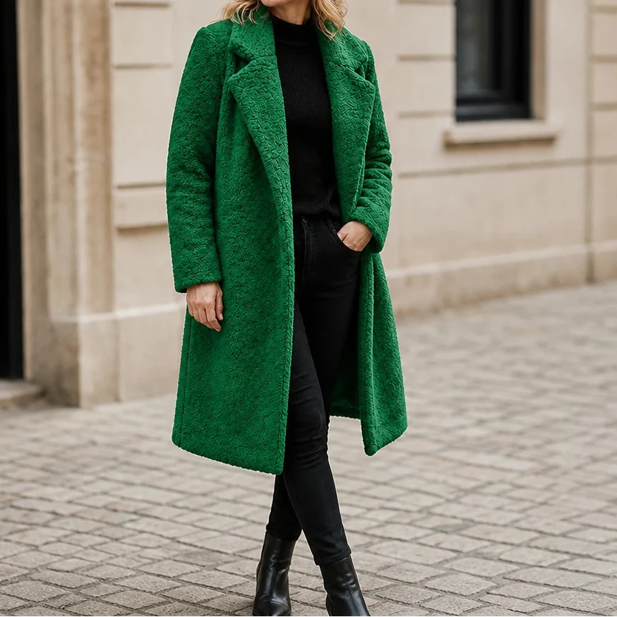 Veloura – Long Teddy Lapel Coat