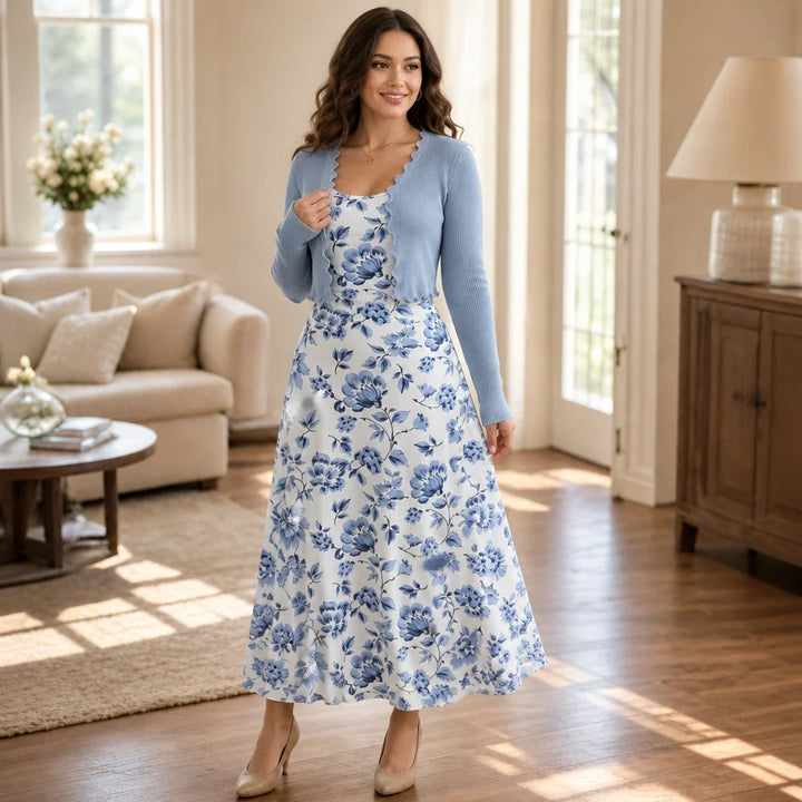 Florenza – Floral Slip Dress And Cropped Cardigan Set