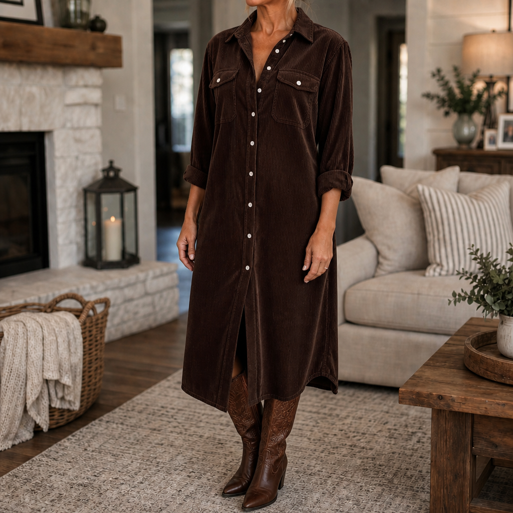 Wearlyn – Ribbed Button-Front Shirt Dress