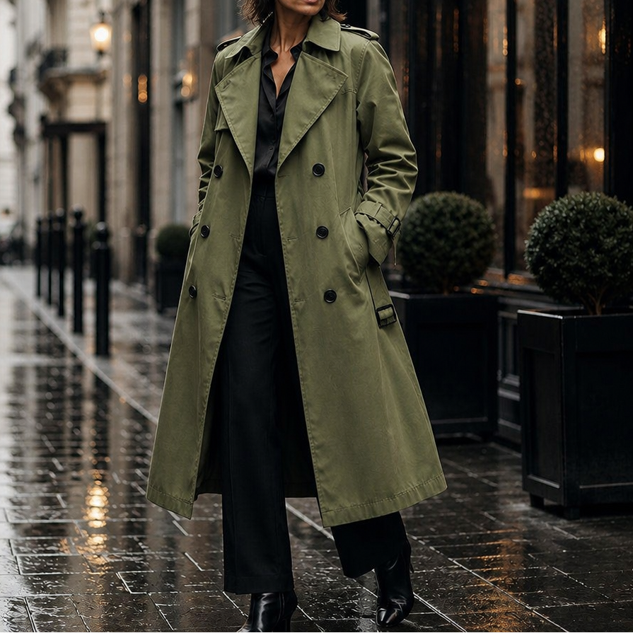 Mayfield – Double-Breasted Belted Long Trench Coat