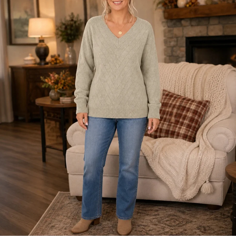 Vivia Knit – Pointelle Viscose Sweater