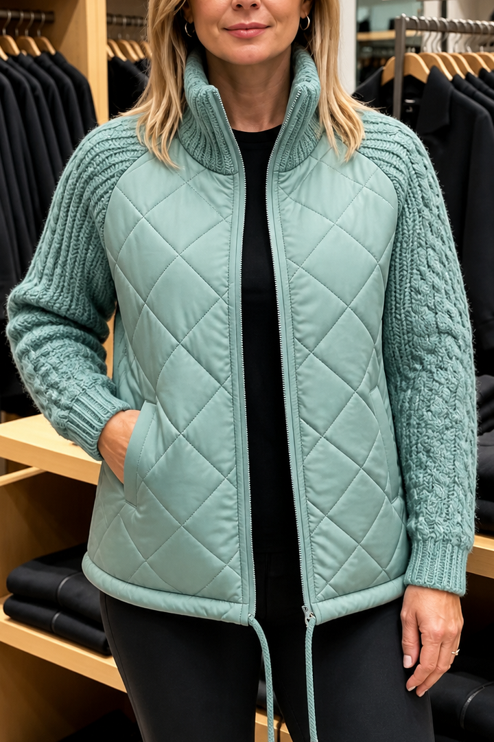 Knitpuff – Knit-Panel Quilted Patchwork Puffer Jacket