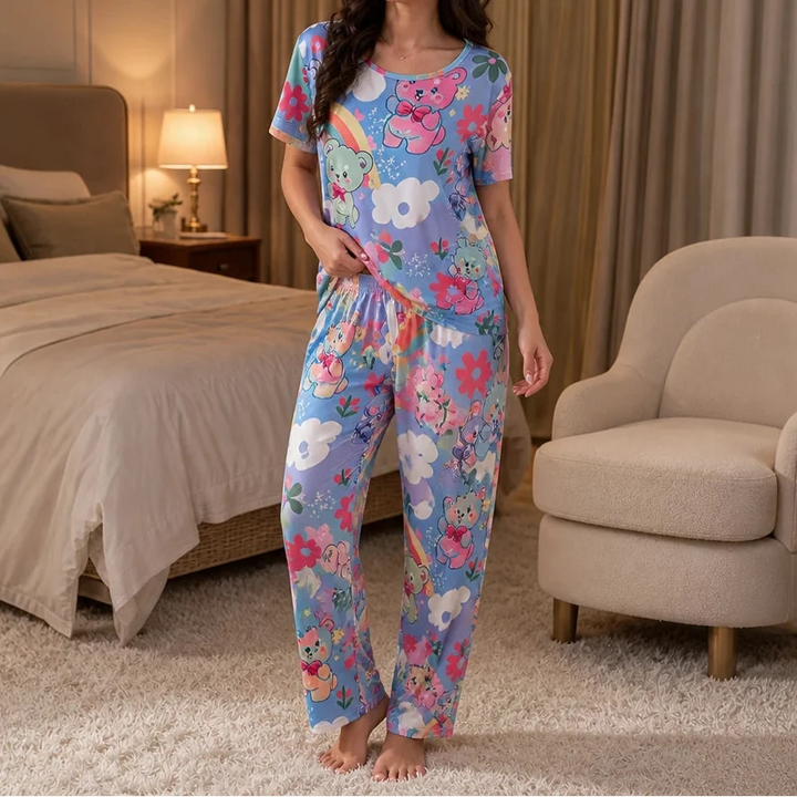 Heartrest – Long-Sleeved Heart-Print Pajama Set