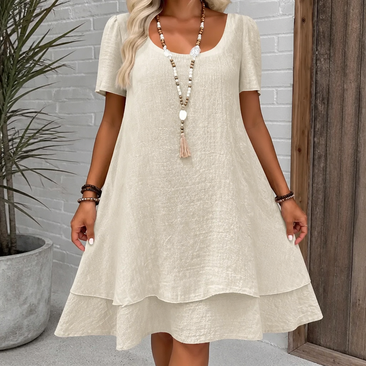 Linora – Double Hem A-Line Cotton-Linen Dress