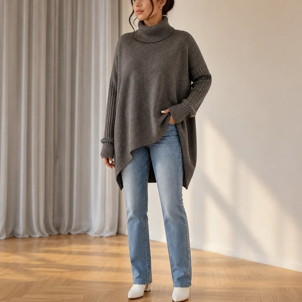 Avenza – Oversized Asymmetrical Turtleneck Sweater