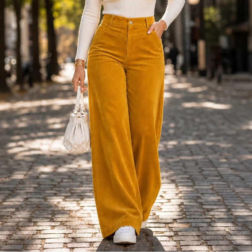 Cordelia – High-Waisted Wide-Leg Corduroy Trousers