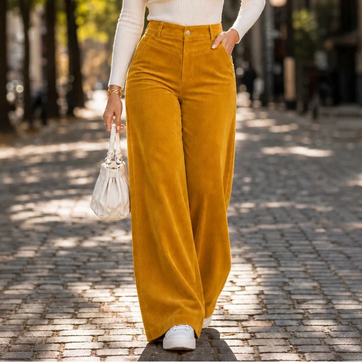 Cordelia – High-Waisted Wide-Leg Corduroy Trousers