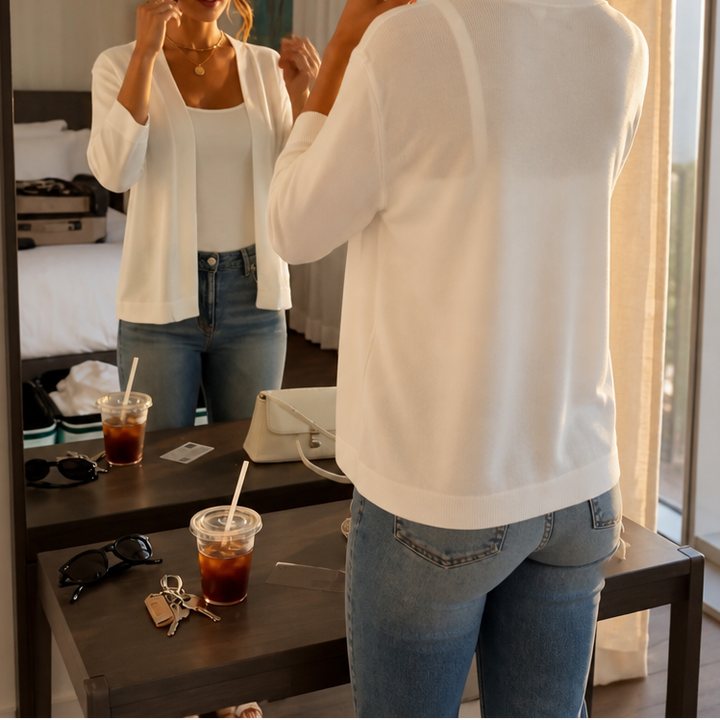 Wearbella – Semi-Sheer Open-Front Knit Cardigan