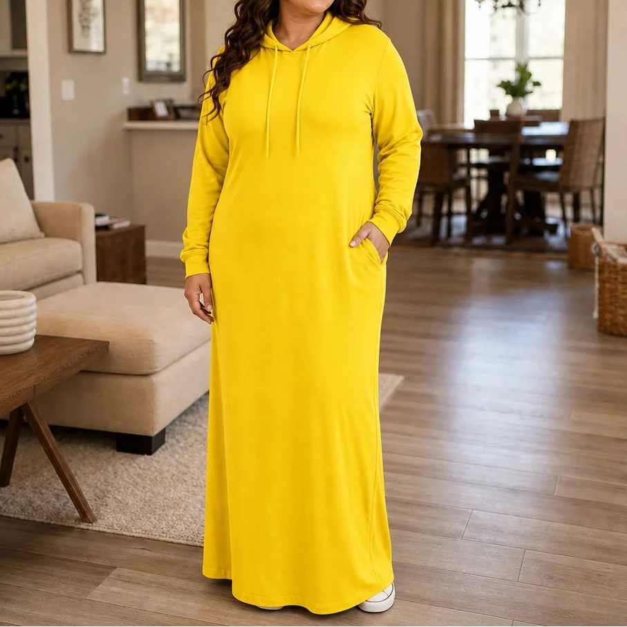 Easehaven – Hooded Pocket Knit Maxi Dress