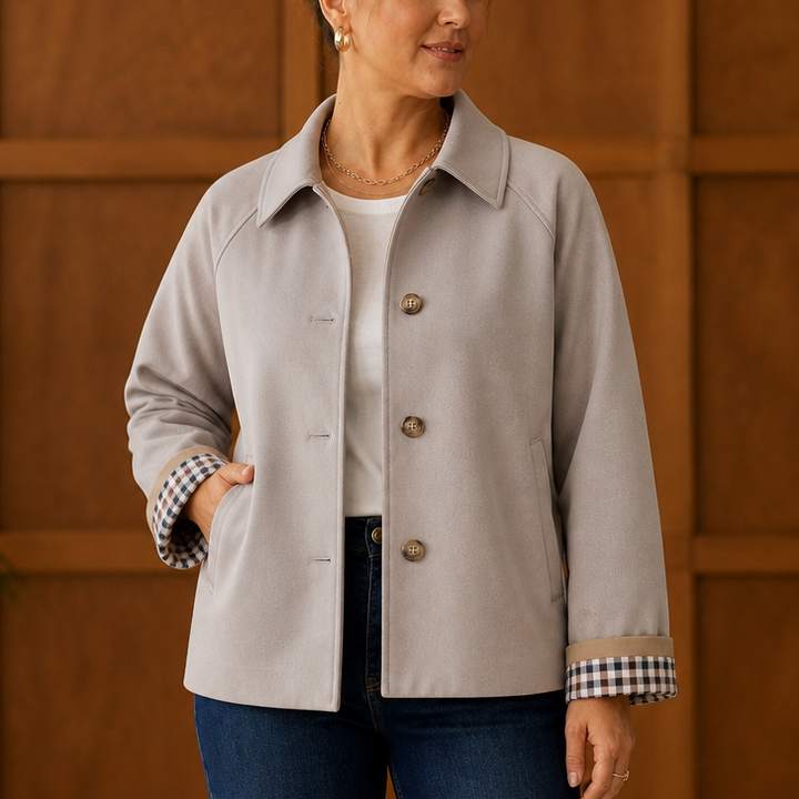 Tartanelle – Checked-Lining Raglan Casual Coat