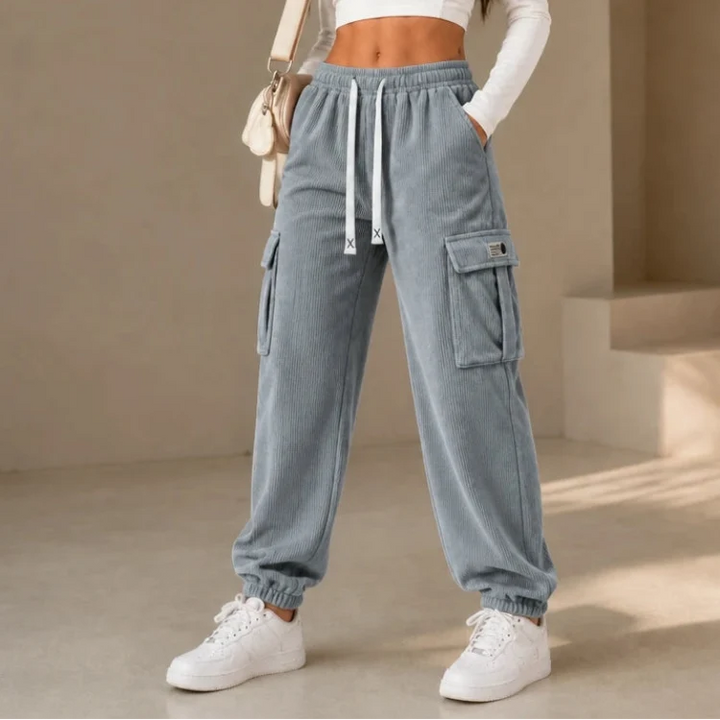 Cordelle – Ribbed Corduroy Cargo Jogger Pants