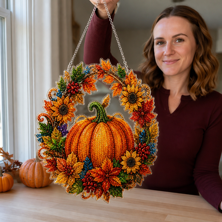 Glimmerwreath – Pumpkin & Floral Diamond Painting Wreath Kit