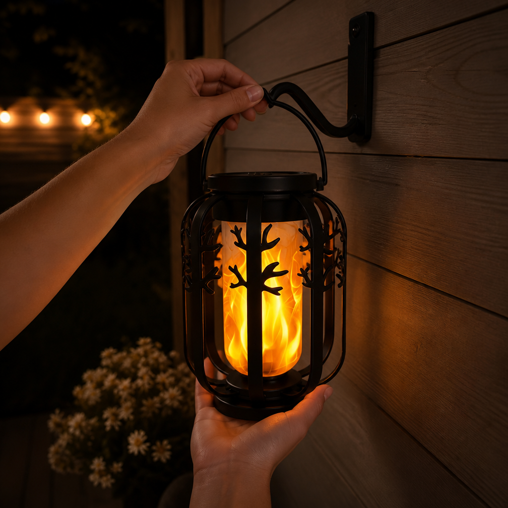 Emberlyn – Solar Flickering Flame Hanging Lantern