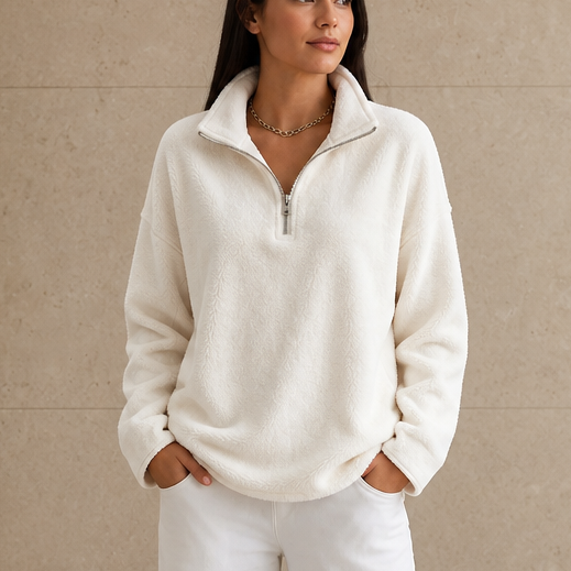 Cozyline – Dropped-Shoulder Quarter-Zip Sweatshirt