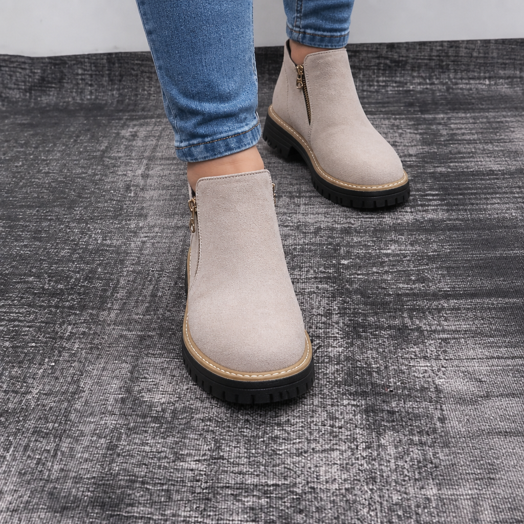 Stridewell – Square-Heel Zip-Up Ankle Boots