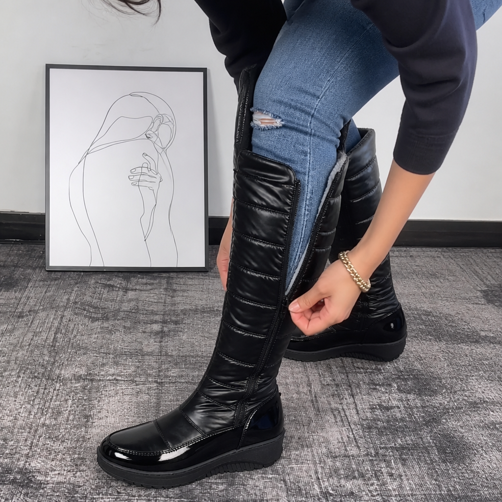 Wearbella – Plush-Lined Bow Over-The-Knee Snow Boots