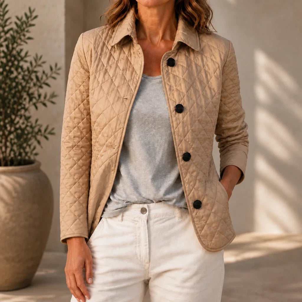Loredana – Button-Front Quilted Mid-Season Jacket