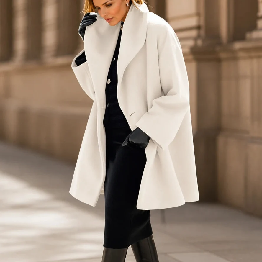 Adelyn – Oversized Taupe Long-Sleeve Coat