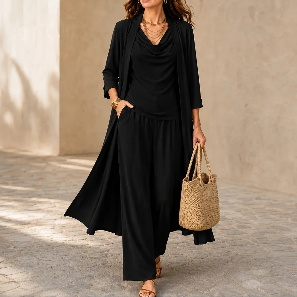 Layerelle – Three-Piece Top, Pants And Cardigan Set
