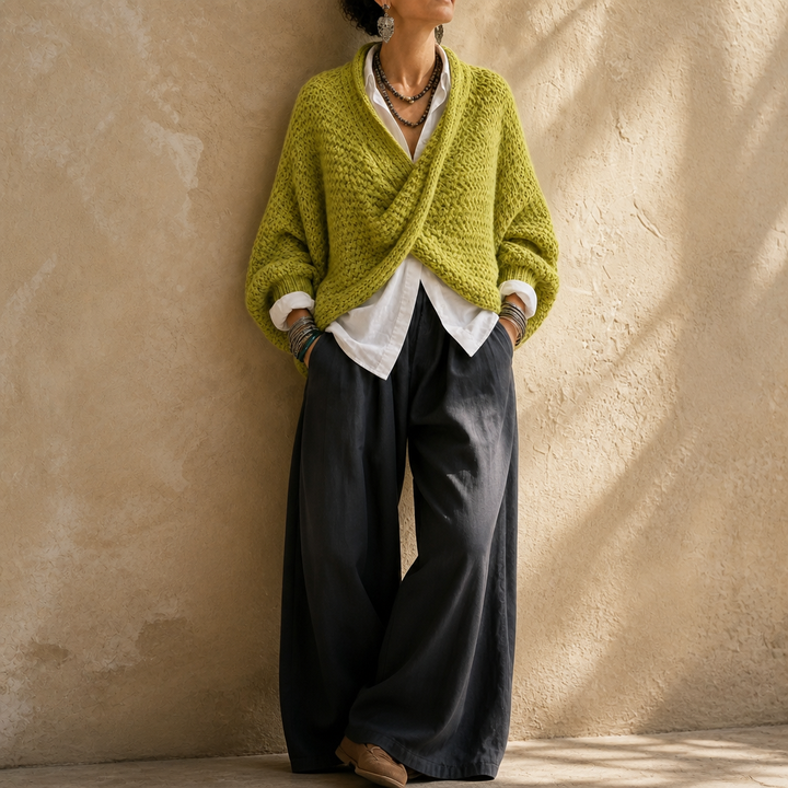 Crossovera – Chunky Knit Crossover V-Neck Sweater