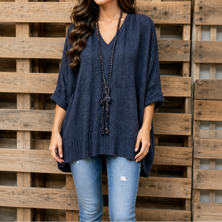 Airloom – Oversized Open-Knit V-Neck Sweater