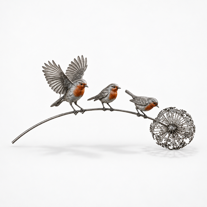 Robinbloom – Robin And Flower Garden Stake