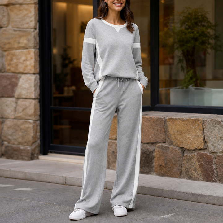 Lunessa – Contrast Stripe Wide-Leg Lounge Set