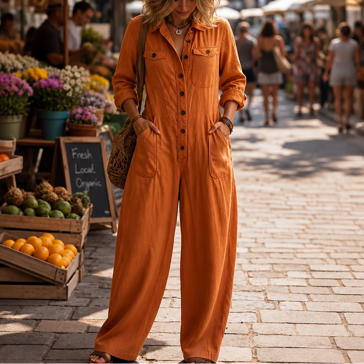 Rovella – Wide-Leg Cargo Utility Jumpsuit