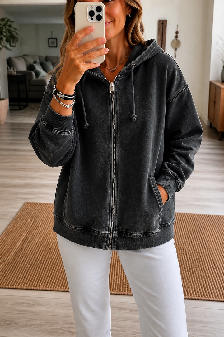 Rethread – Washed Relaxed Zip-Up Hoodie