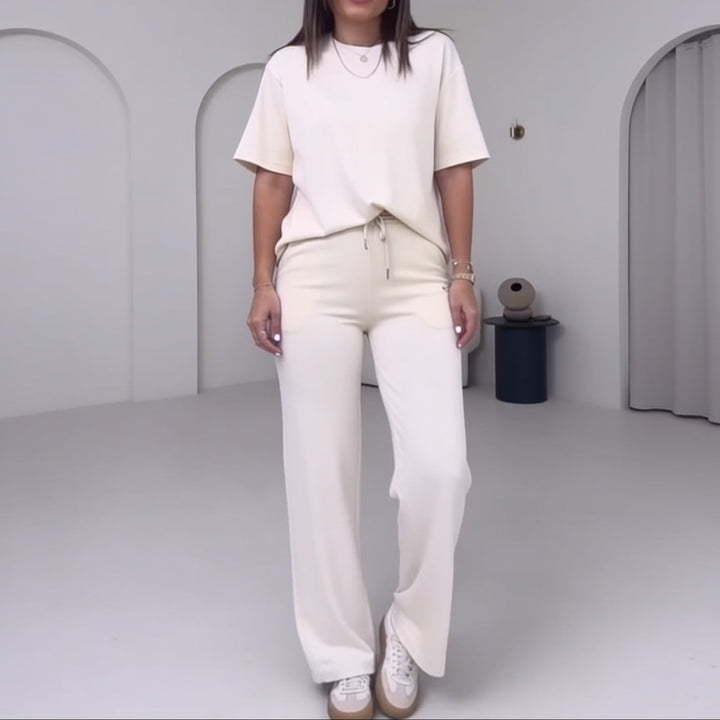 Wearday – Solid Short-Sleeve Top And Pants Set