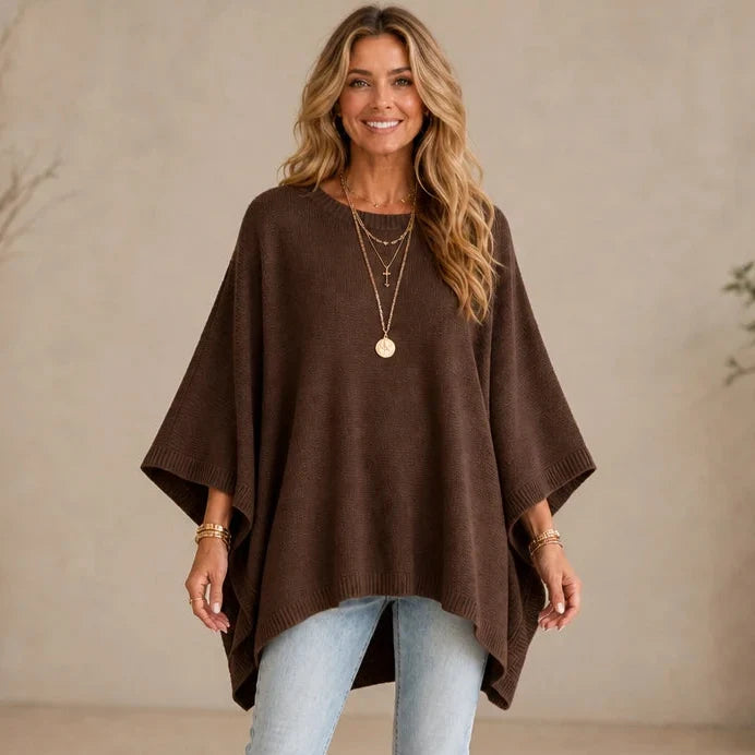 Drapeelle – Asymmetrical Batwing-Sleeve Knit Top