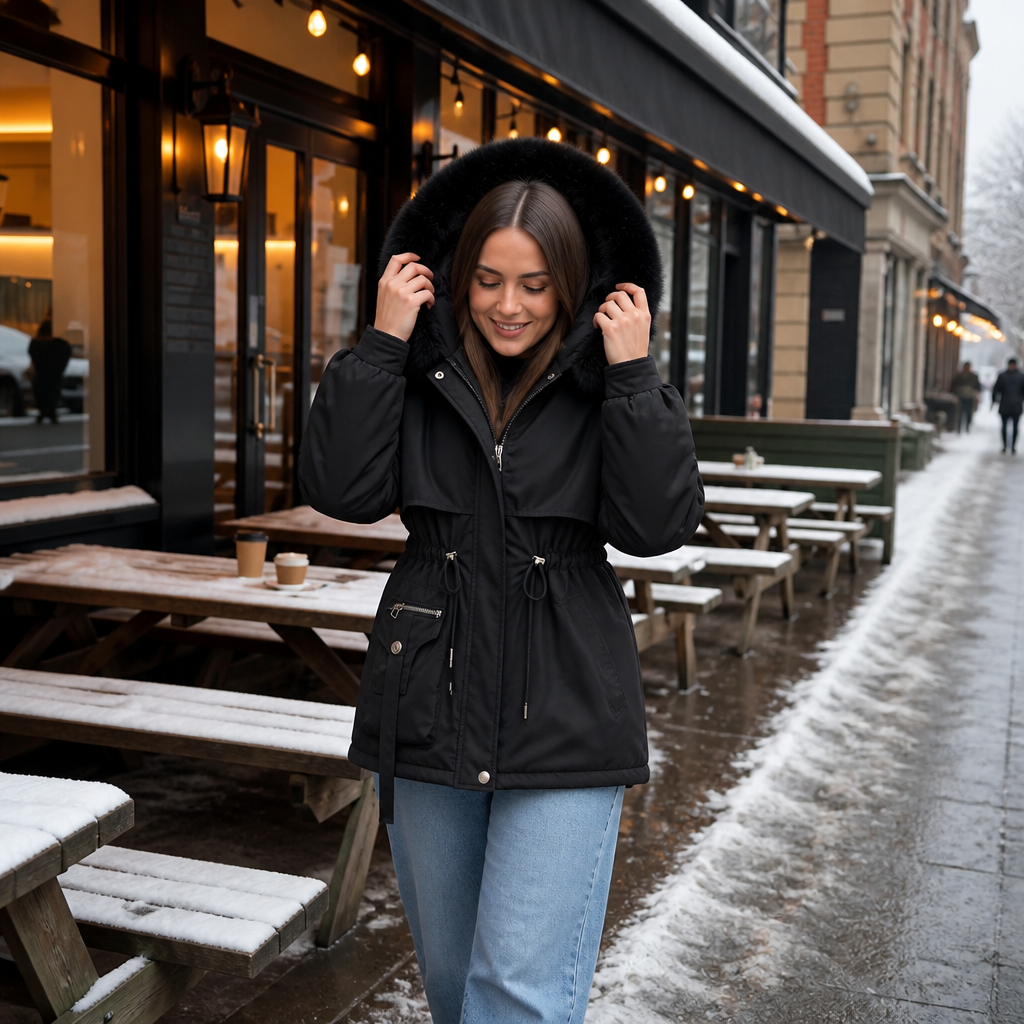 Duvella – Faux Fur Hood Double-Layered Puffer Coat