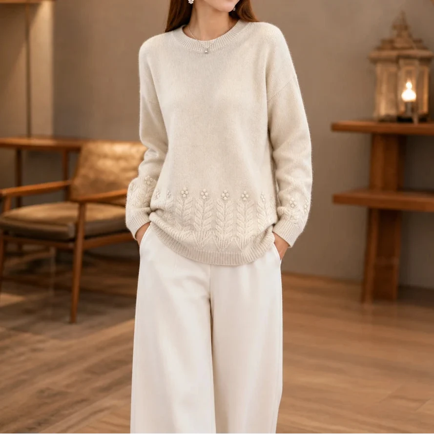 Florenza – Floral Knit Relaxed-Fit Sweater