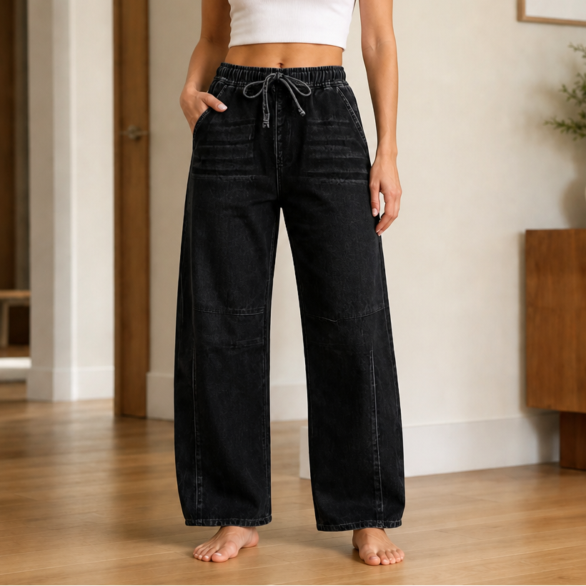 Wearbella – Adjustable Waist Relaxed Barrel Jeans