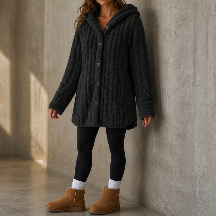 Wearbella – Hooded Button-Up Chunky Knit Cardigan