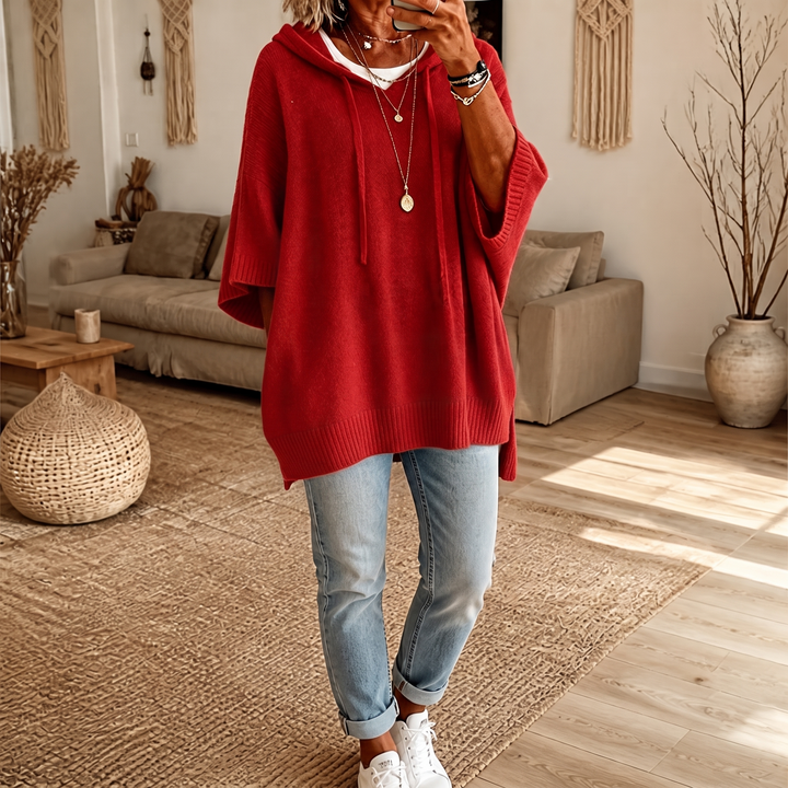 Cozelle – Frayed-Edge Open-Knit Oversized Hoodie