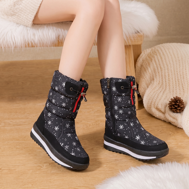 Frostelle – Snowflake-Print Plush-Lined Winter Boots