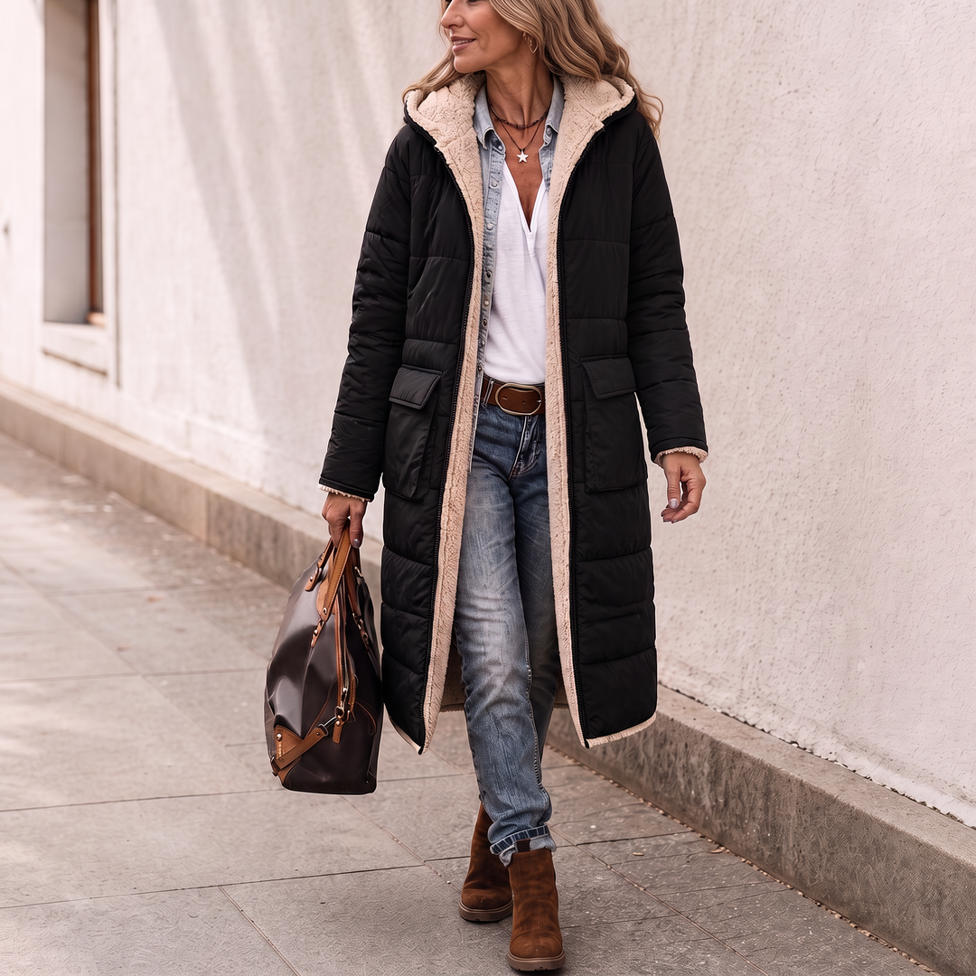 Veluna – Reversible Quilted Sherpa-Look Winter Coat