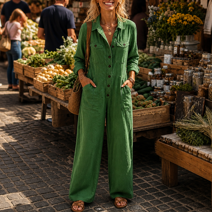 Rovella – Wide-Leg Cargo Utility Jumpsuit