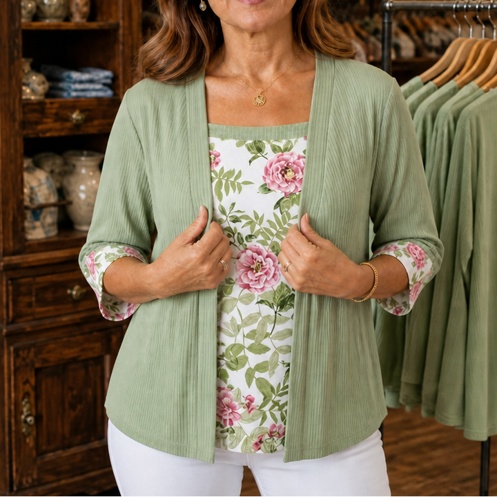 Layerlynn – Floral Panel Layered-Look Top