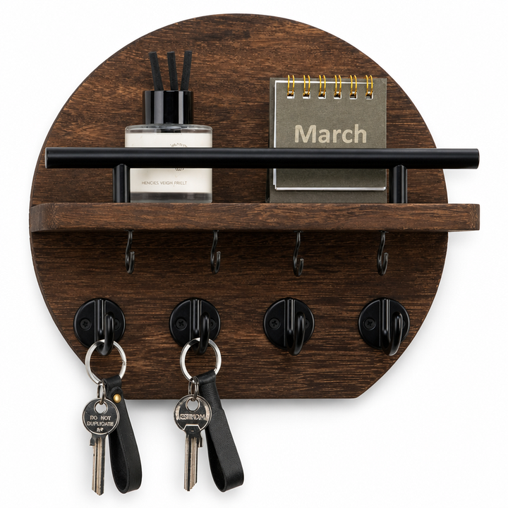 Keyhaven – Wall-Mounted Entryway Shelf With Double Hooks