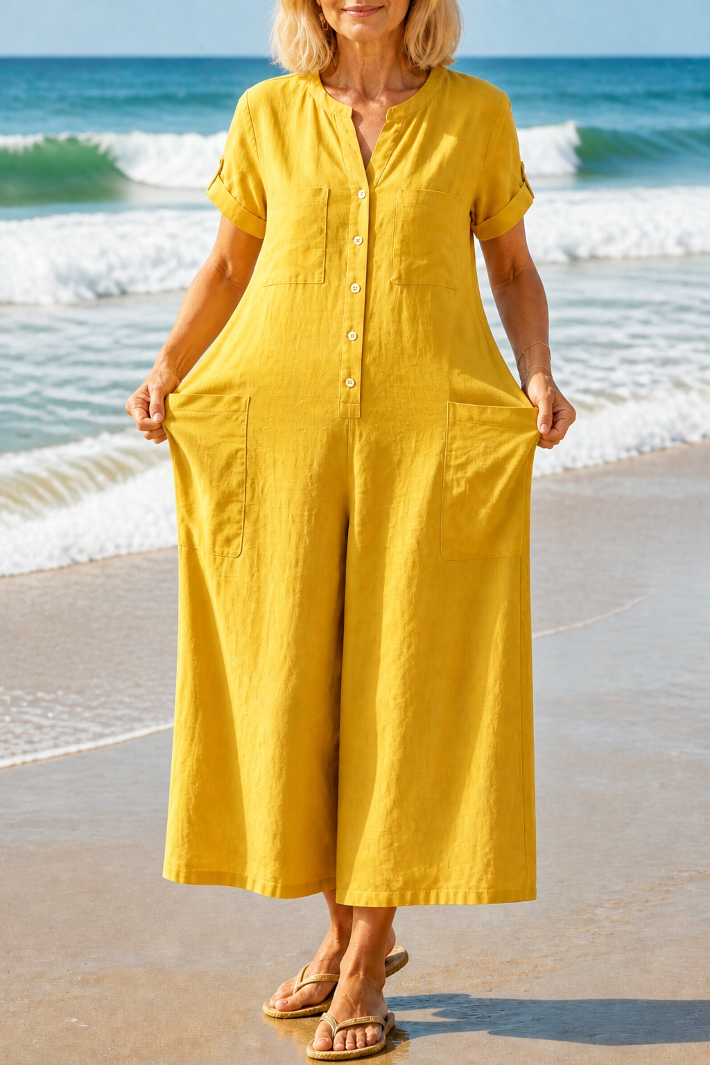 Wearbella – Loose-Fit Wide-Leg Pocketed Jumpsuit